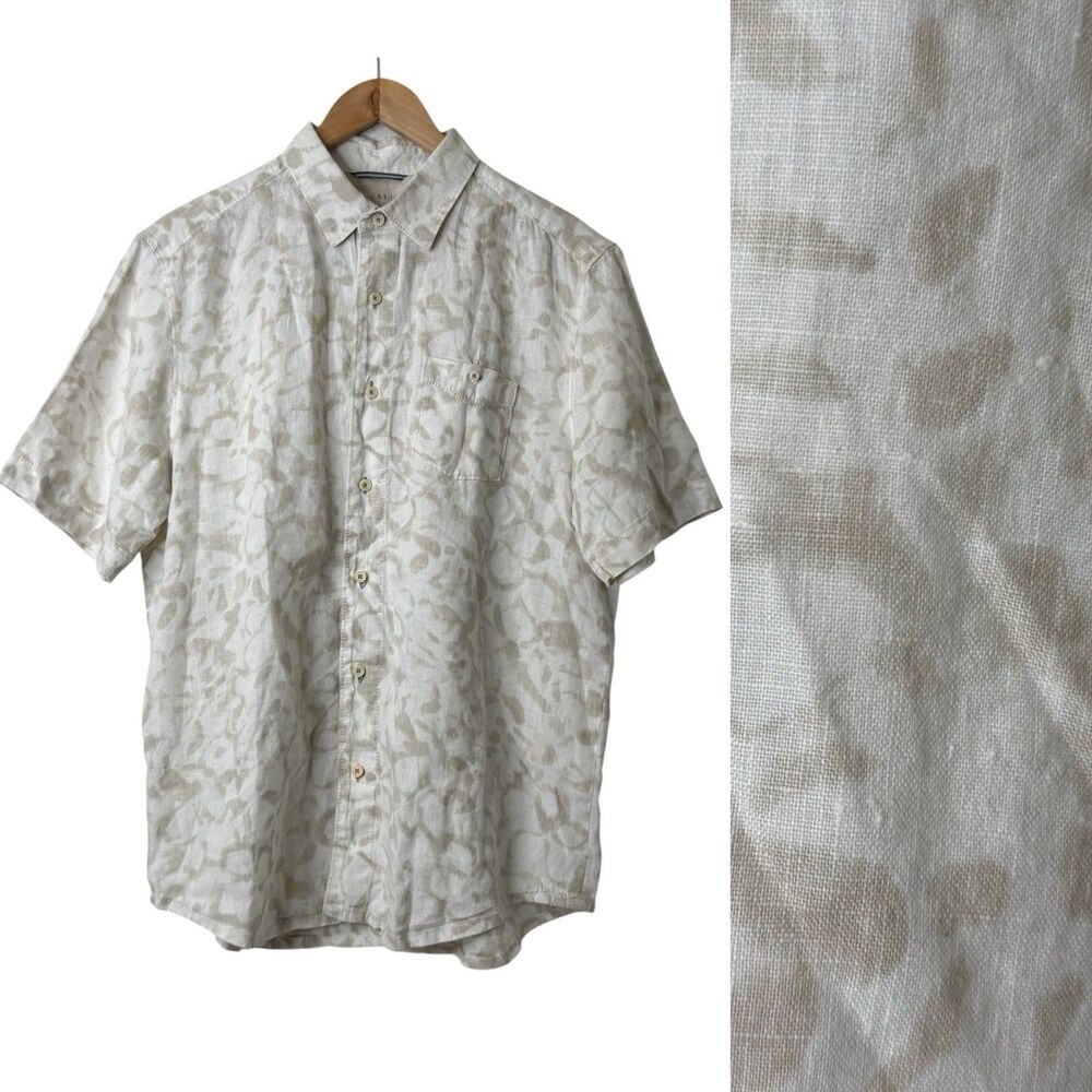 Tommy Bahama Relax Linen Button Down Shirt Mens M Island Modern Fit Coastal SS